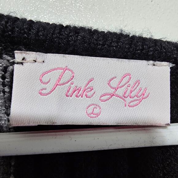 Pink Lily Crop Sweater Women's Size L Striped Ribbed Trendy Earthy Casual - Picture 3 of 5